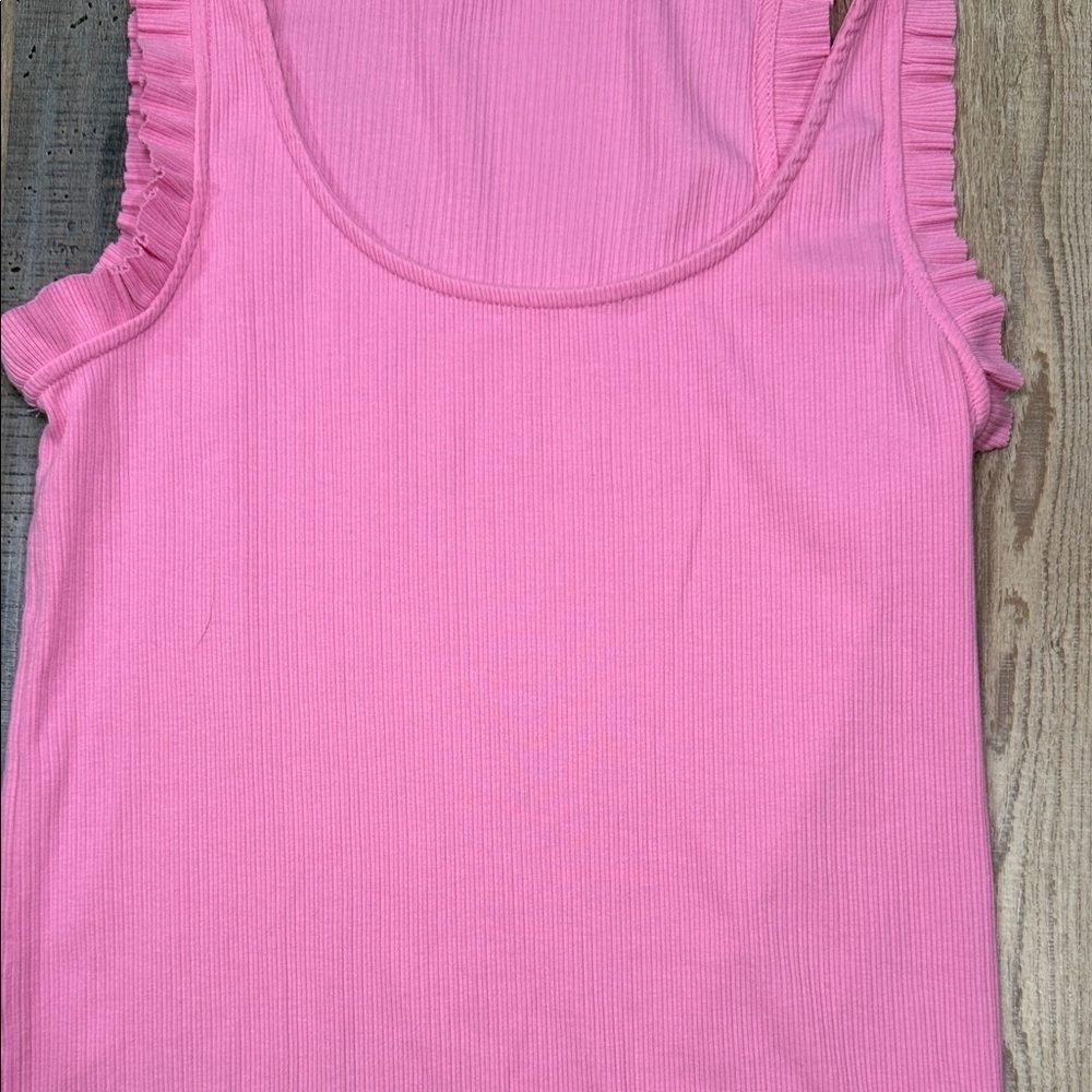 J. Crew Pink Ruffle Tank Top - Picture 3 of 5